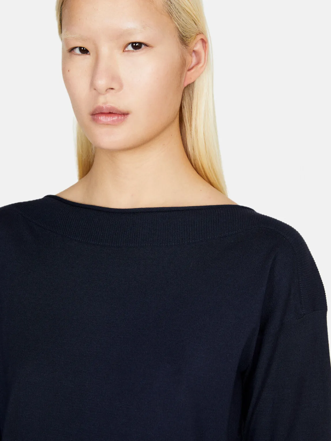 Women Sisley Jumpers & Knitwear<Solid Color Sweater With Boat Neck