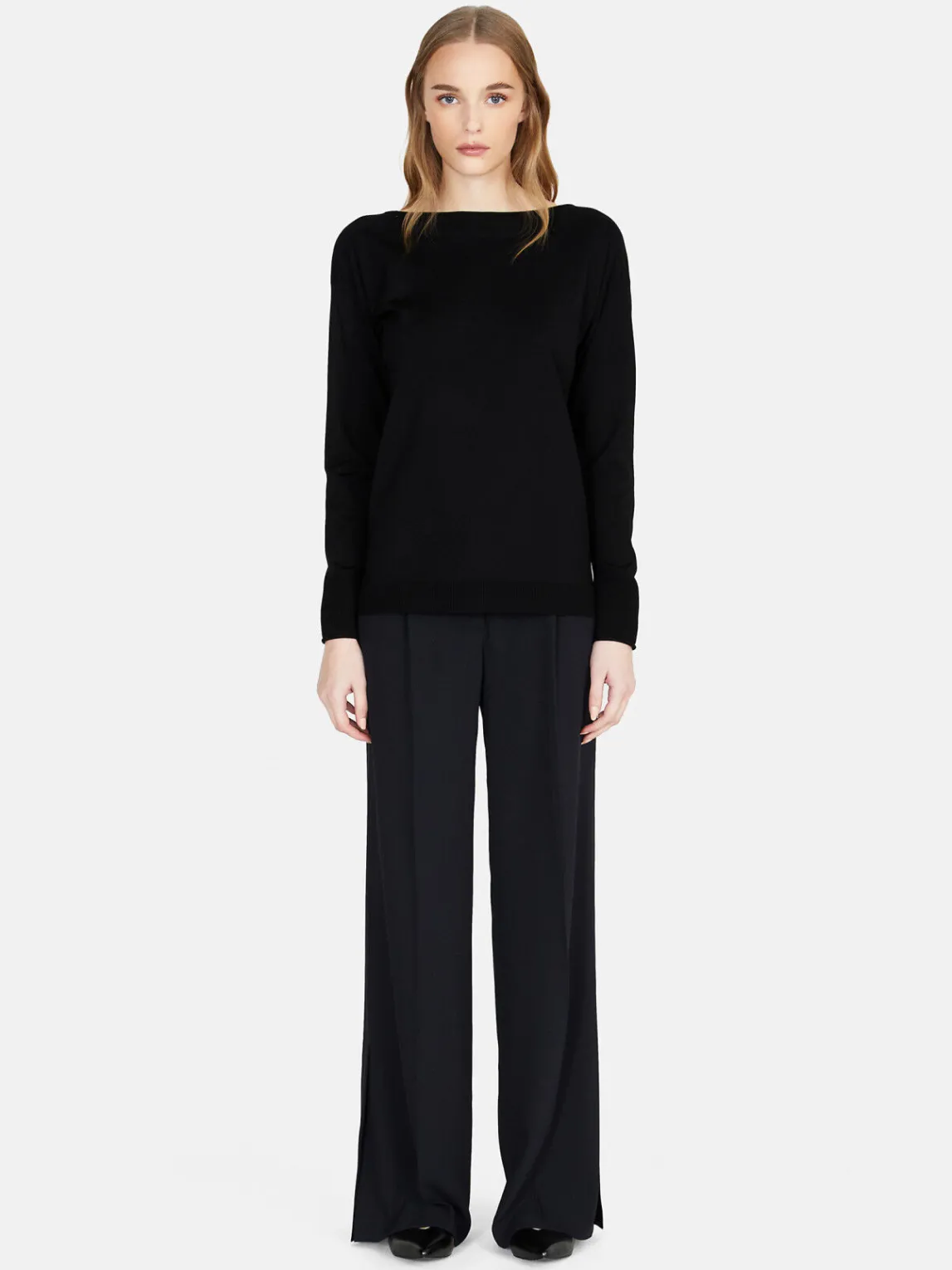 Women Sisley Jumpers & Knitwear<Solid Color Sweater With Boat Neck