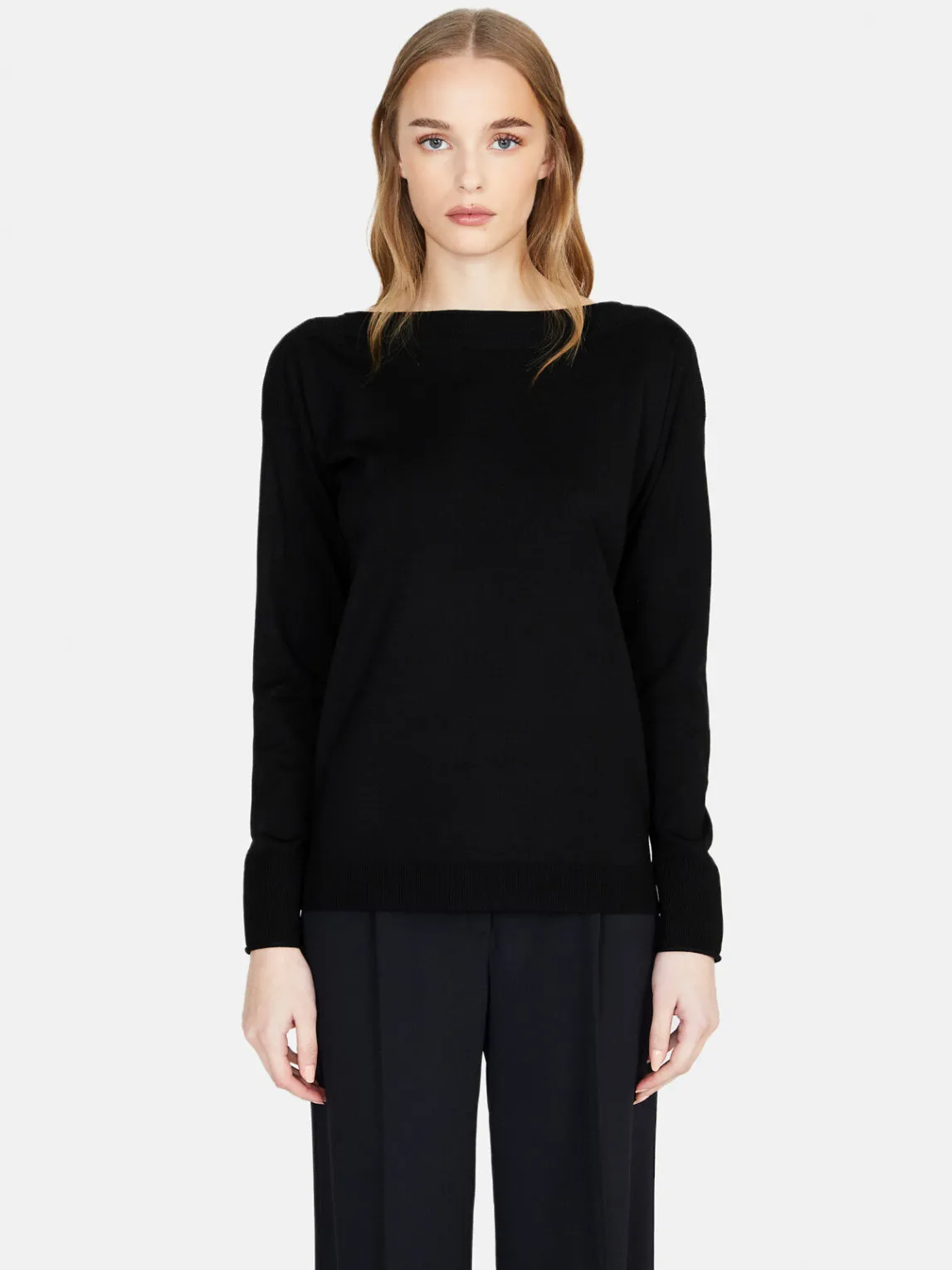Women Sisley Jumpers & Knitwear<Solid Color Sweater With Boat Neck