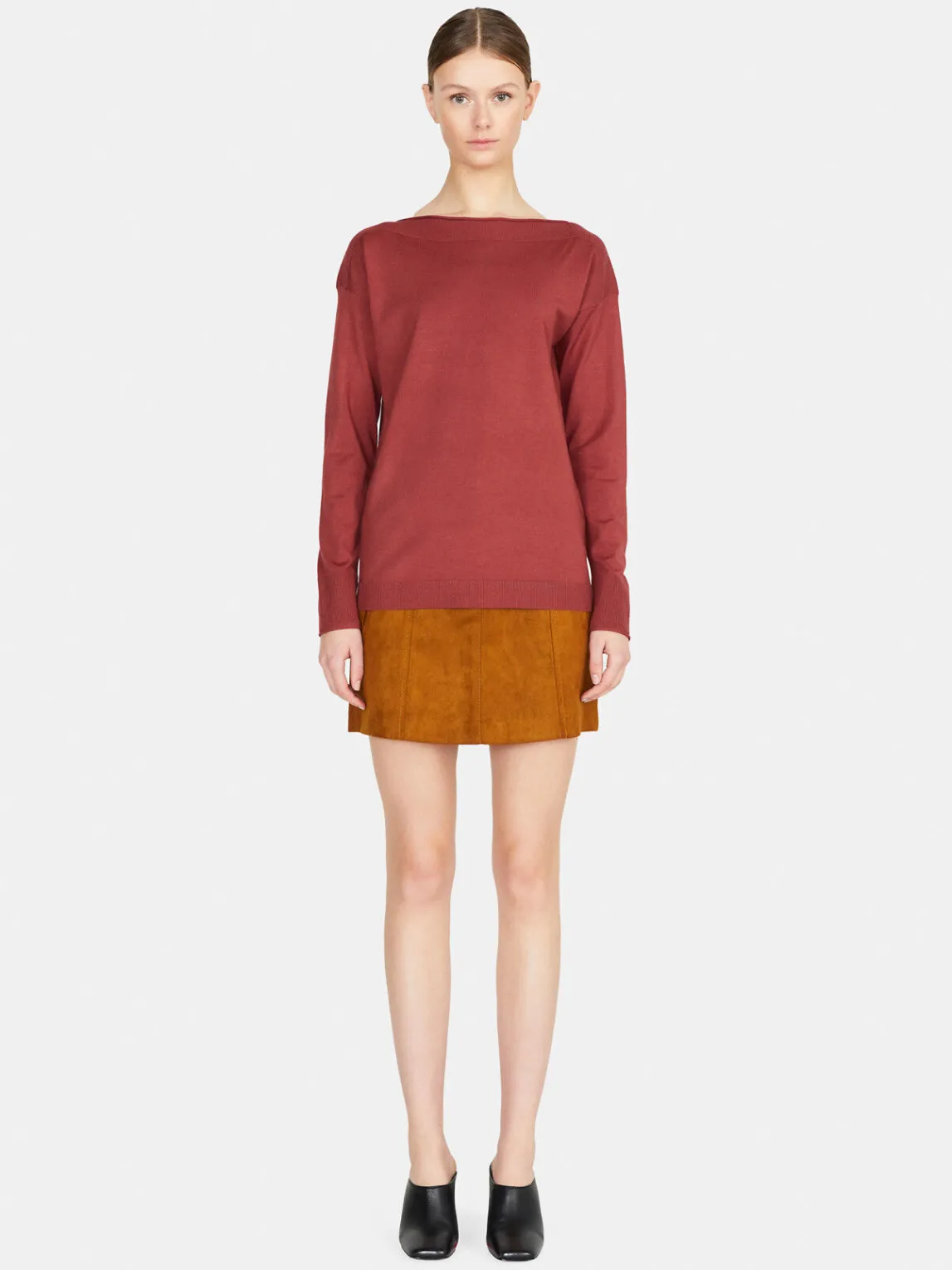 Women Sisley Jumpers & Knitwear<Solid Color Sweater With Boat Neck
