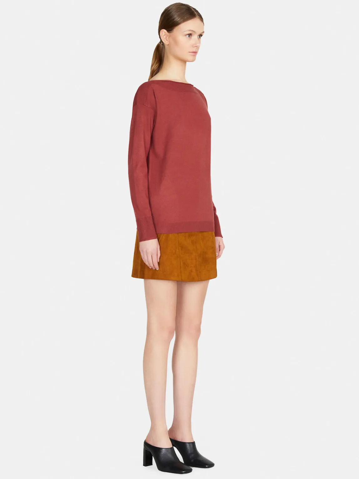 Women Sisley Jumpers & Knitwear<Solid Color Sweater With Boat Neck