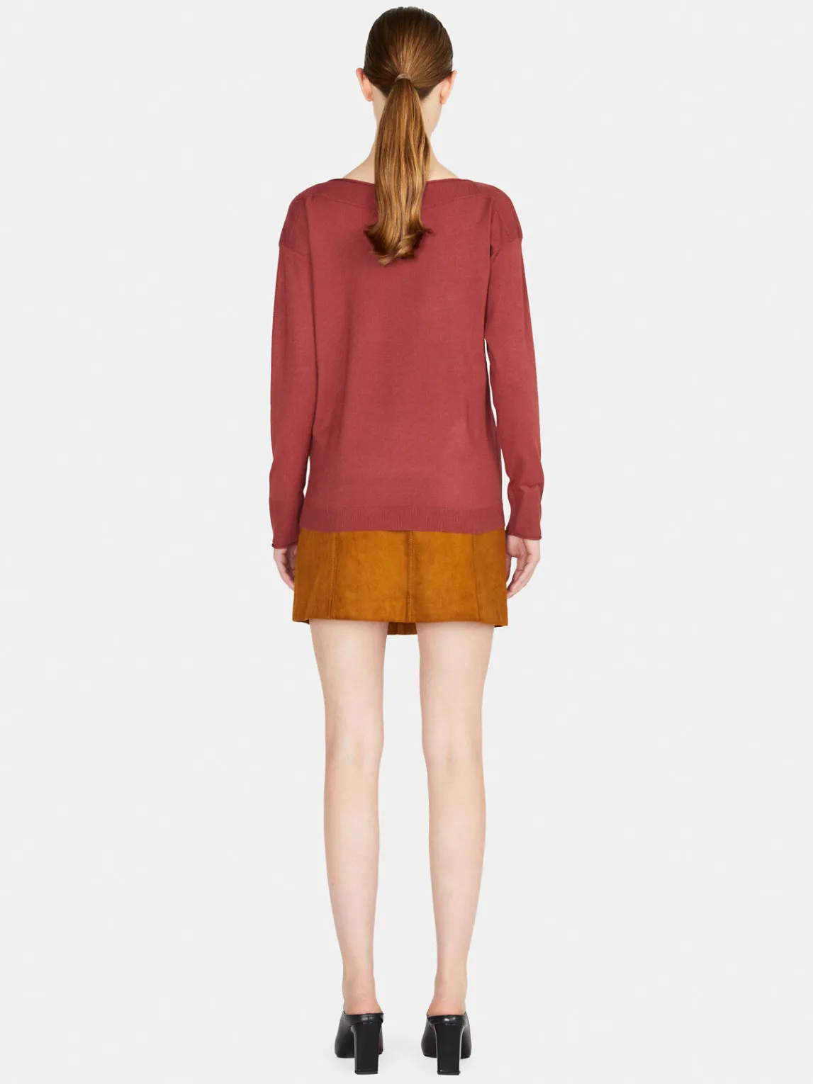 Women Sisley Jumpers & Knitwear<Solid Color Sweater With Boat Neck