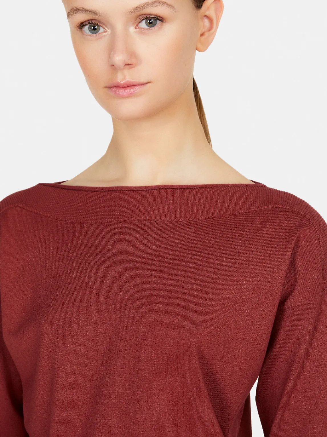 Women Sisley Jumpers & Knitwear<Solid Color Sweater With Boat Neck