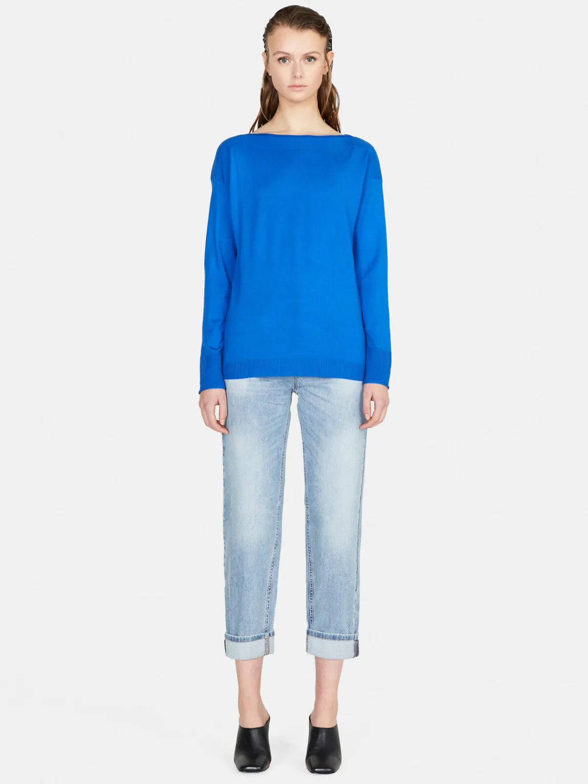 Women Sisley Jumpers & Knitwear<Solid Color Sweater With Boat Neck