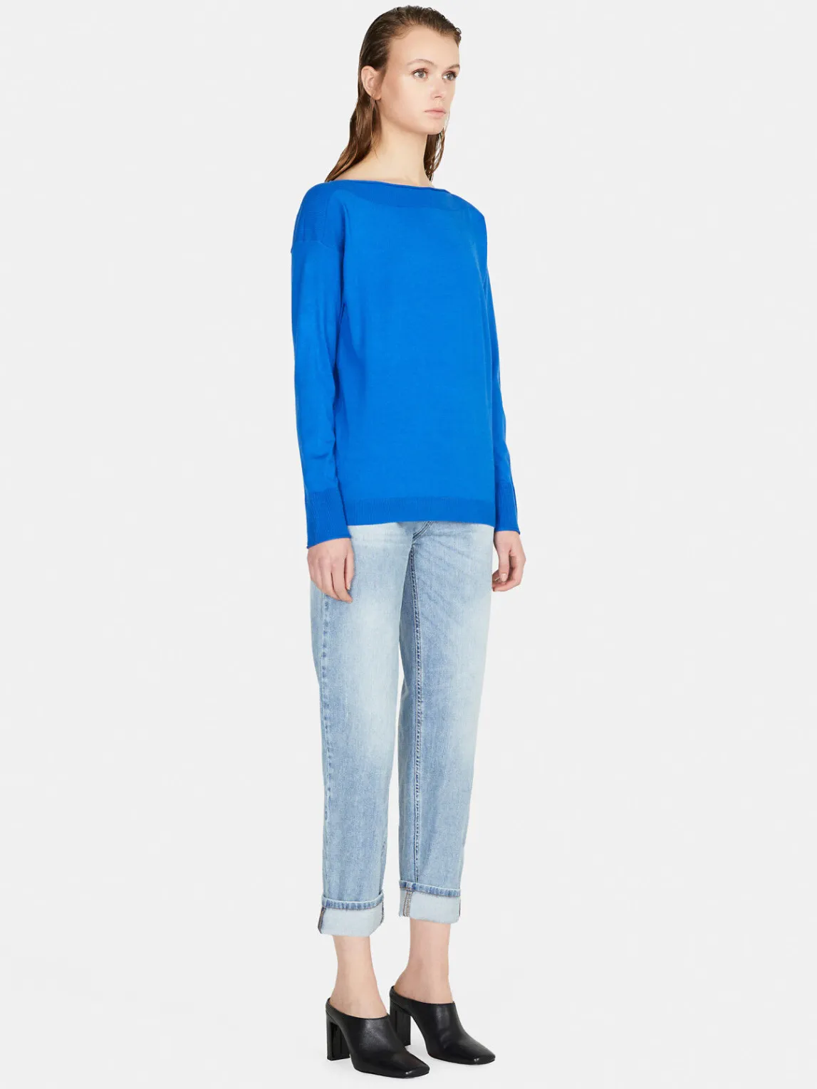 Women Sisley Jumpers & Knitwear<Solid Color Sweater With Boat Neck