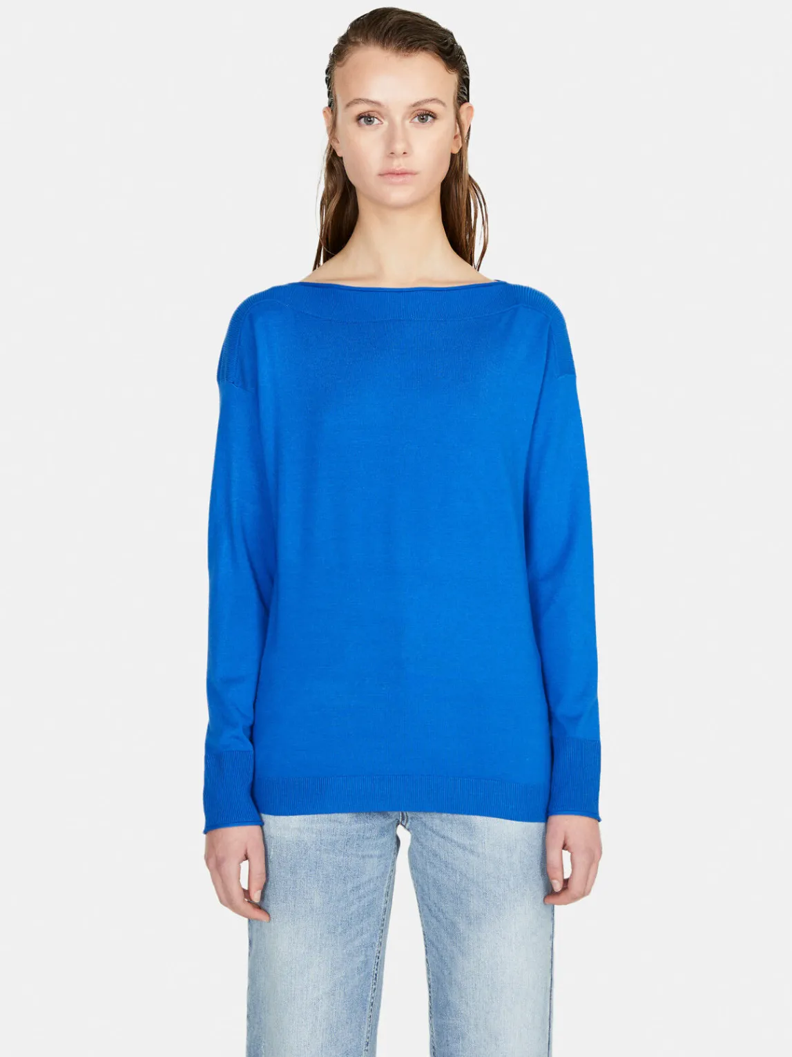 Women Sisley Jumpers & Knitwear<Solid Color Sweater With Boat Neck