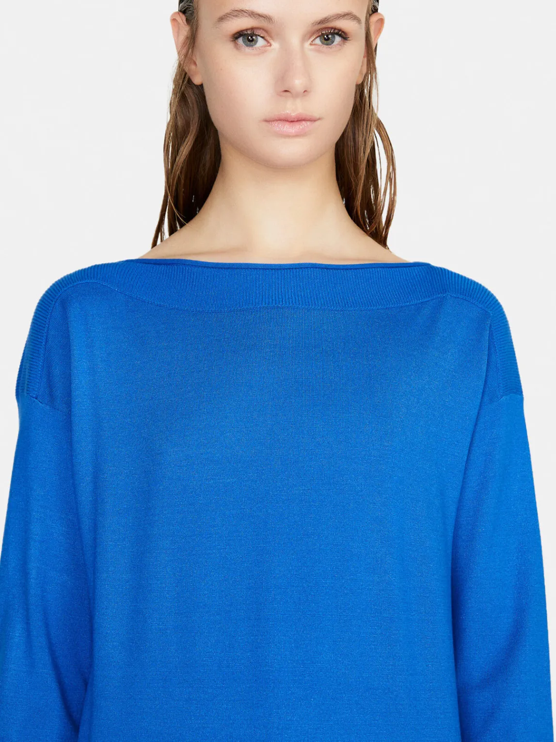 Women Sisley Jumpers & Knitwear<Solid Color Sweater With Boat Neck
