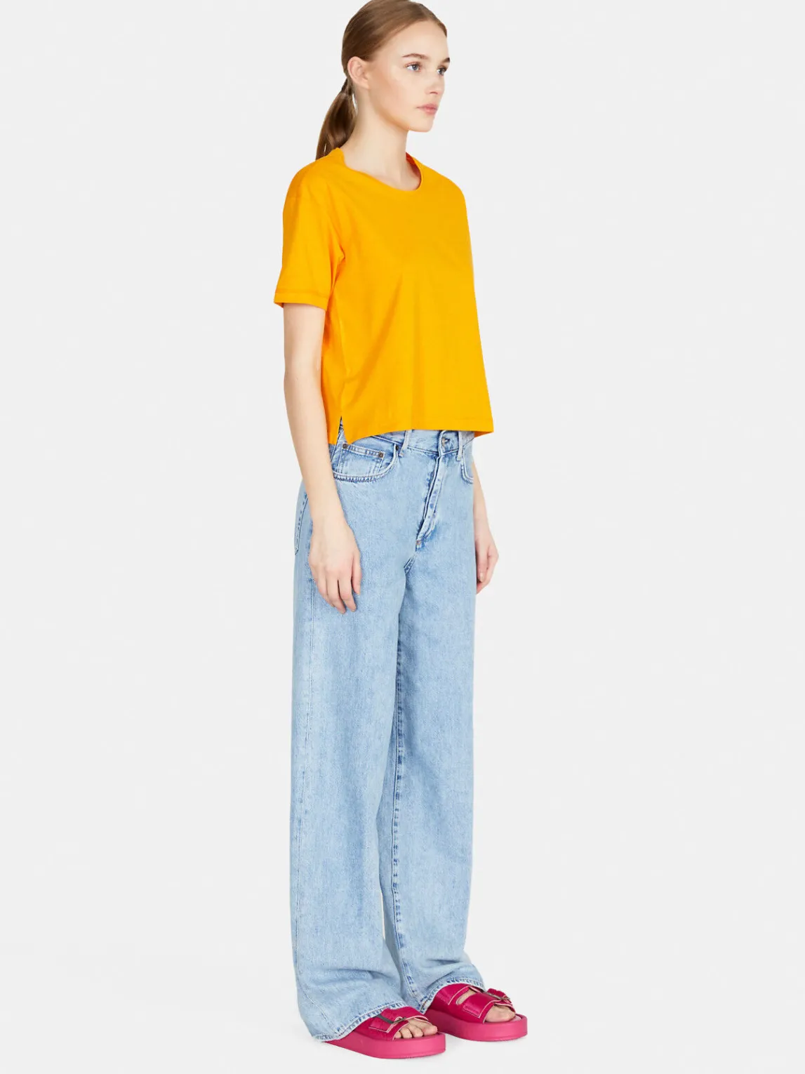 Women Sisley Tops & T-Shirts<Solid Colored Cropped Oversized Fit T-Shirt