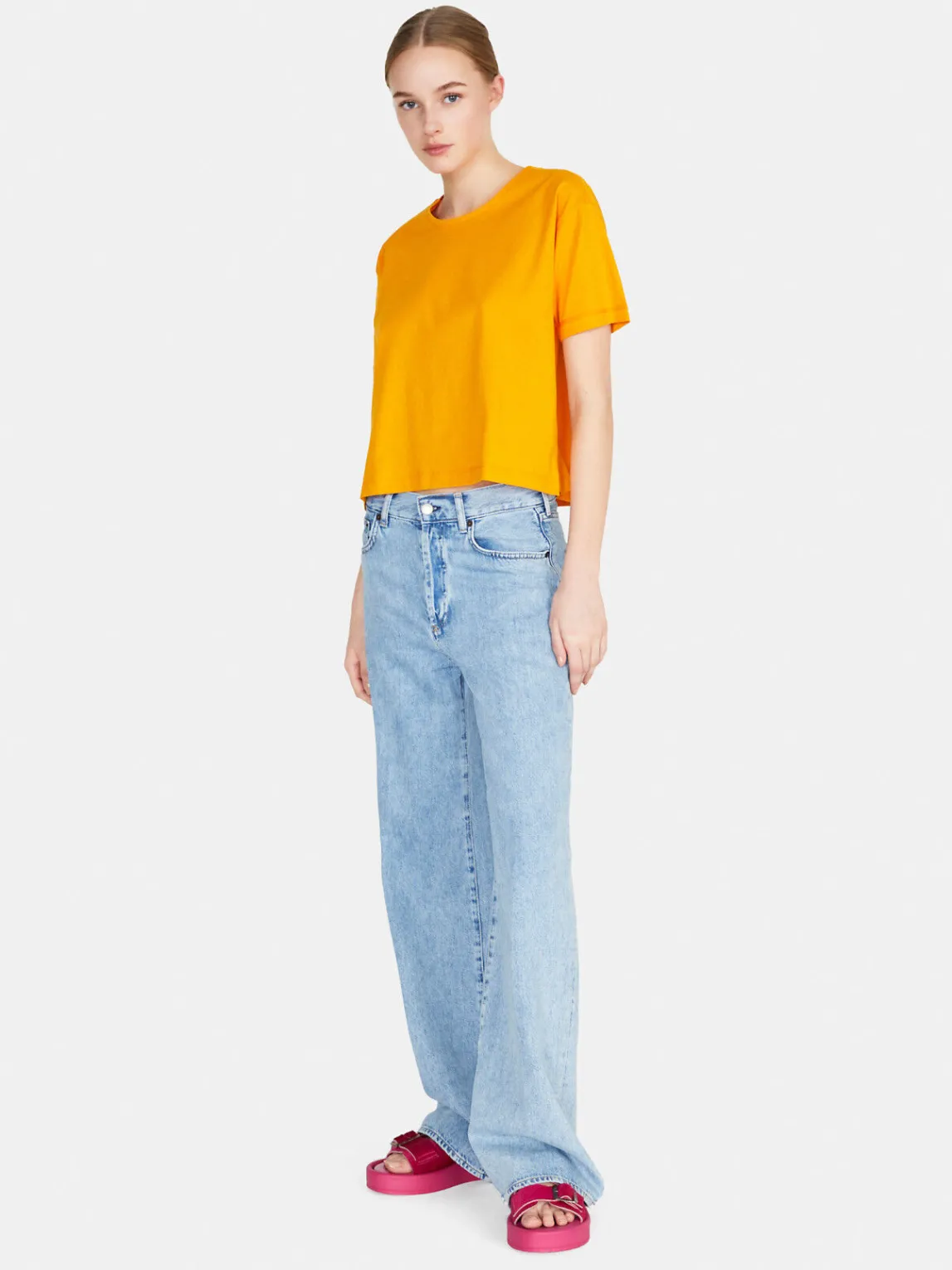 Women Sisley Tops & T-Shirts<Solid Colored Cropped Oversized Fit T-Shirt