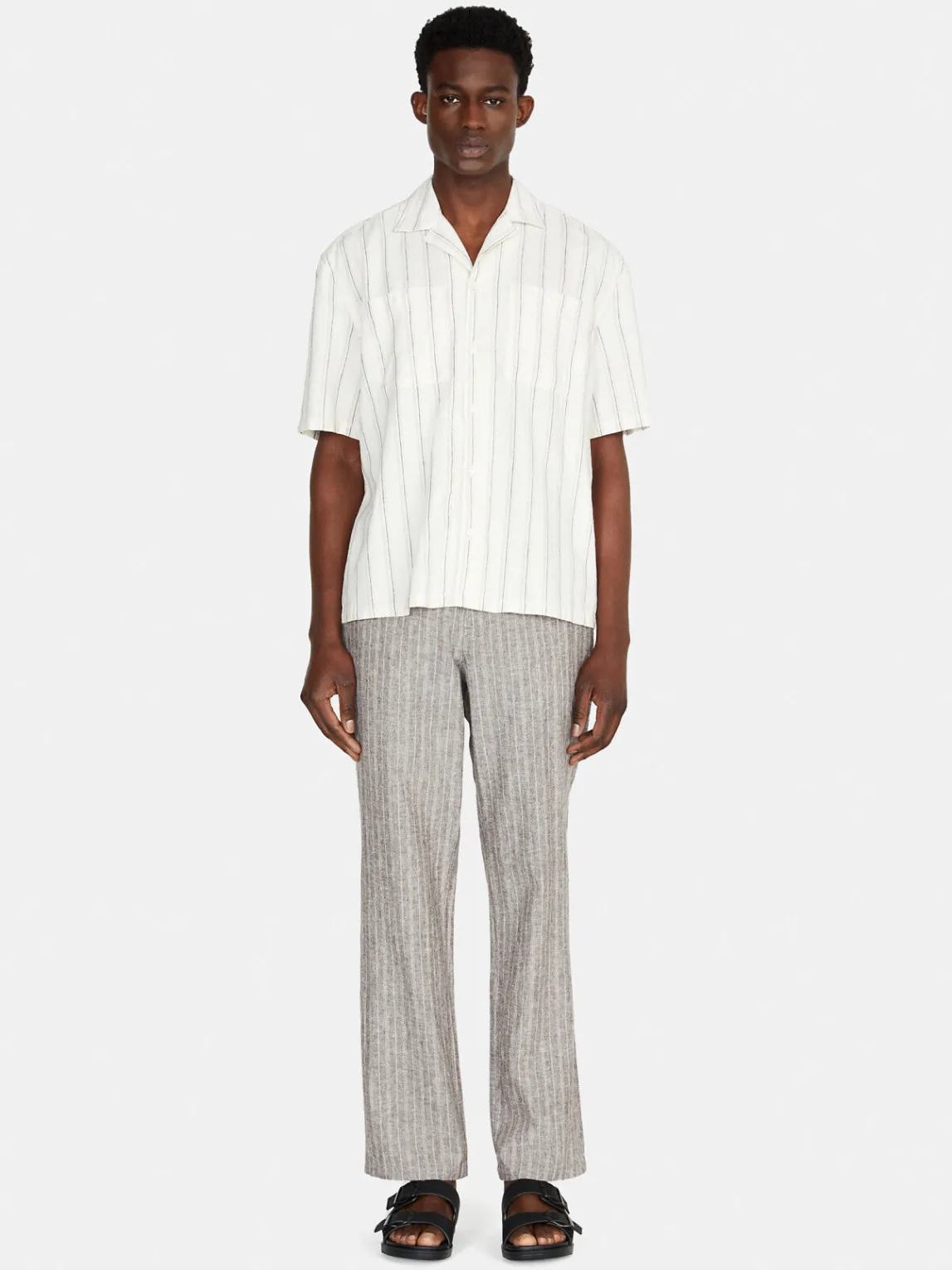 Men Sisley Shirts<Striped Shirt In Linen Blend