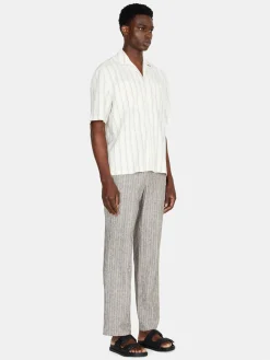 Men Sisley Shirts<Striped Shirt In Linen Blend