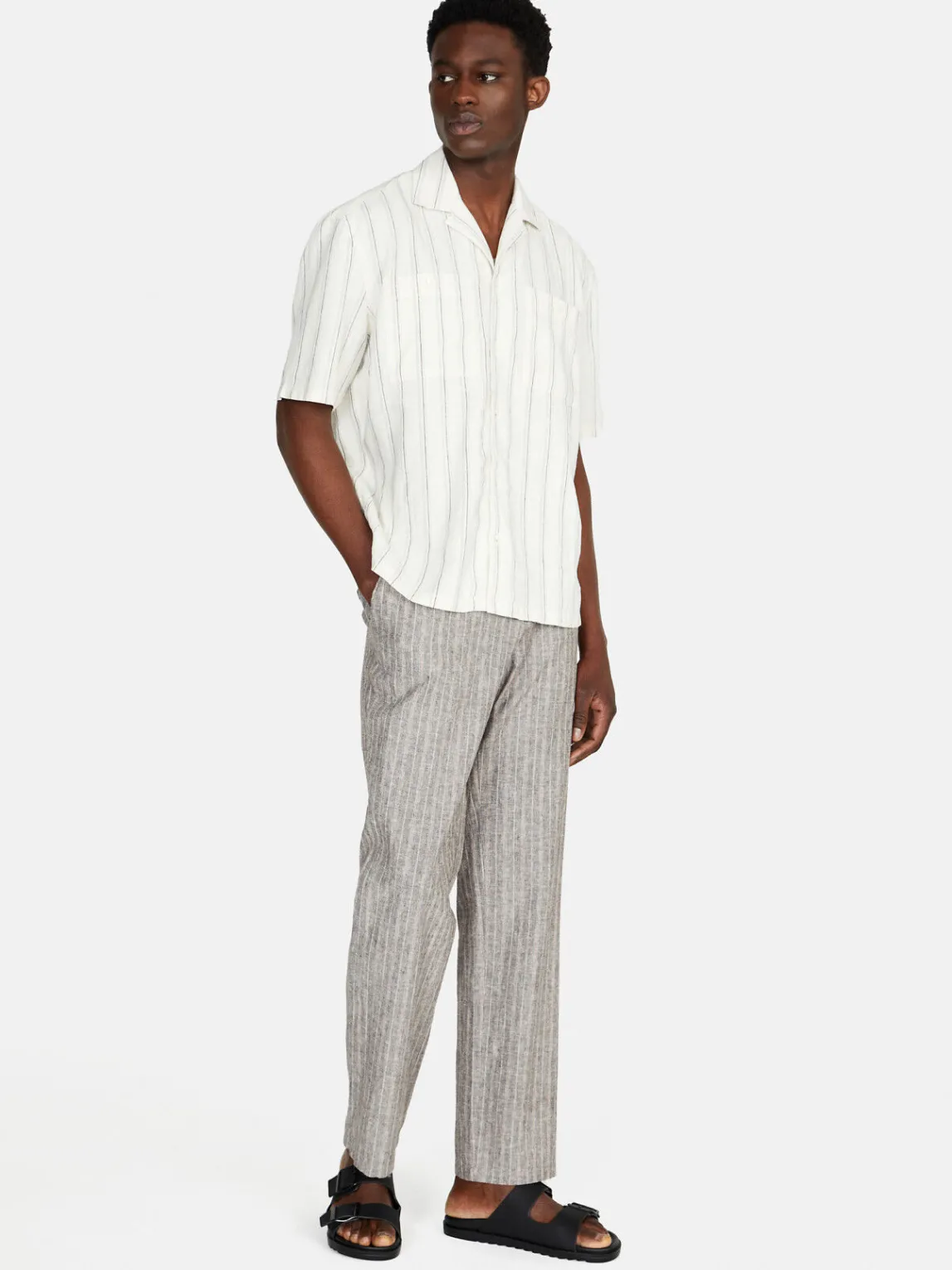 Men Sisley Shirts<Striped Shirt In Linen Blend