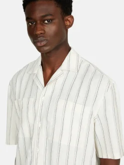 Men Sisley Shirts<Striped Shirt In Linen Blend