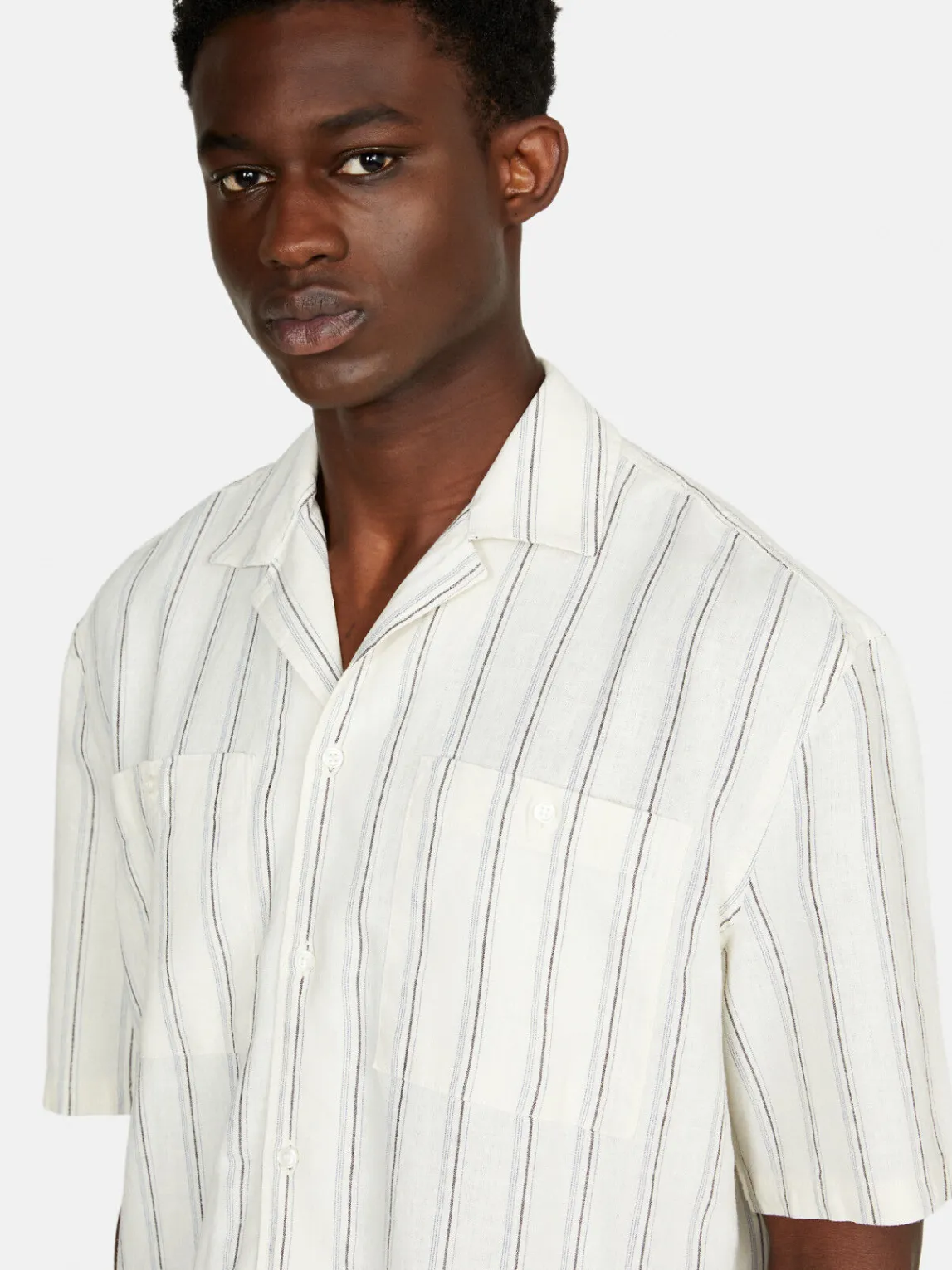 Men Sisley Shirts<Striped Shirt In Linen Blend