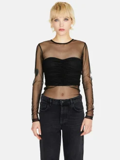Women Sisley Tops & T-Shirts<T-Shirt In Tulle With Bodice