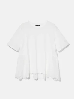 Women Sisley Tops & T-Shirts<T-Shirt With Broderie Anglaise Frill