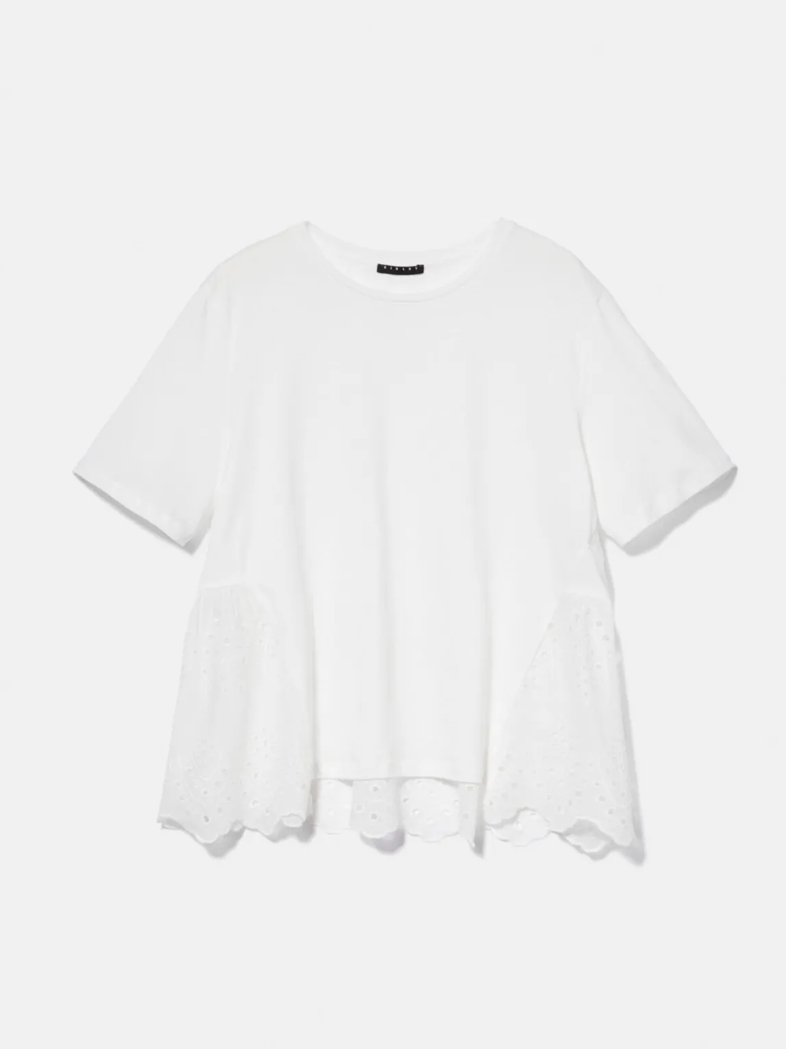 Women Sisley Tops & T-Shirts<T-Shirt With Broderie Anglaise Frill