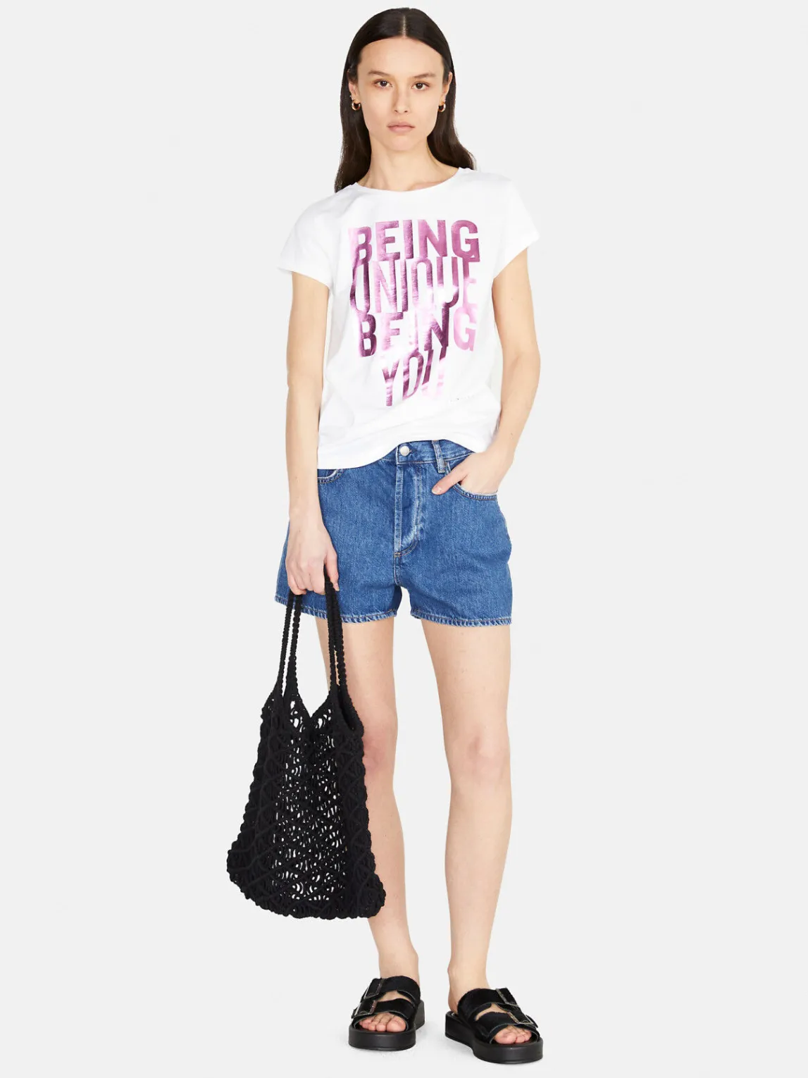 Women Sisley Tops & T-Shirts<T-Shirt With Foil Print
