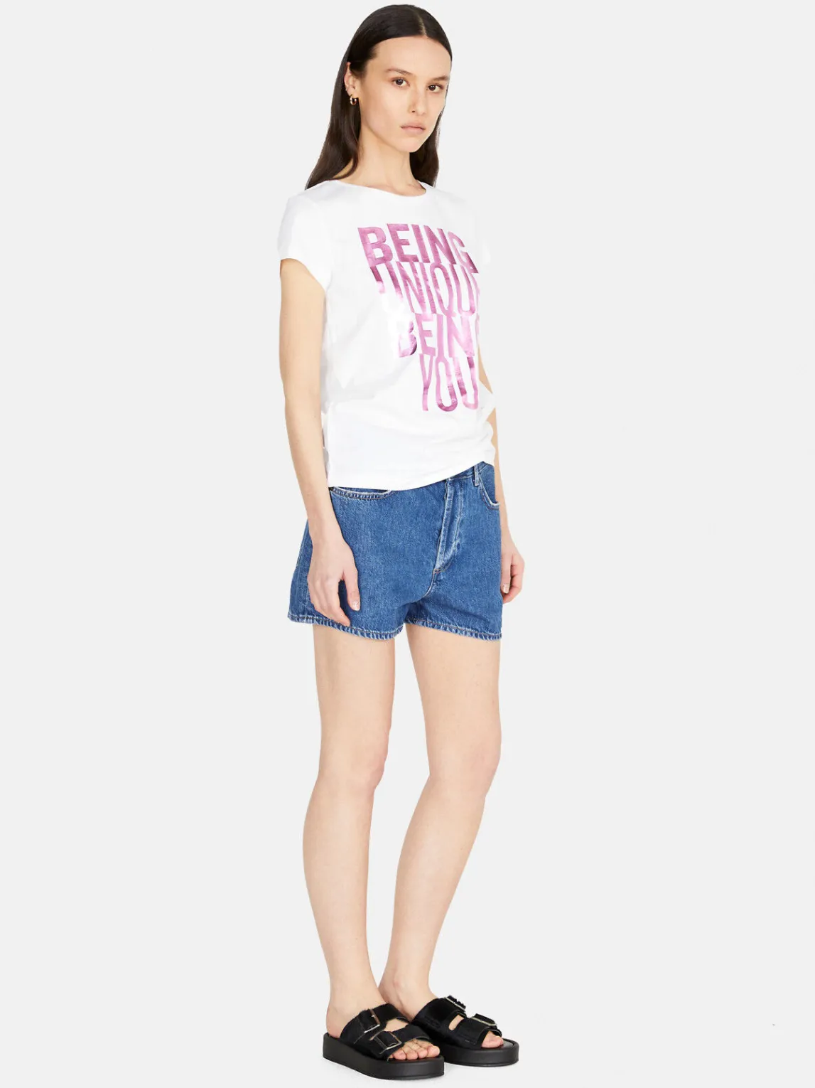 Women Sisley Tops & T-Shirts<T-Shirt With Foil Print