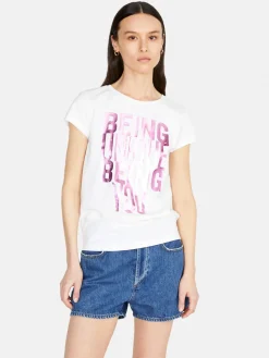 Women Sisley Tops & T-Shirts<T-Shirt With Foil Print