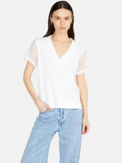 Women Sisley Tops & T-Shirts<T-Shirt With Mesh Sleeves