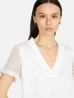 Women Sisley Tops & T-Shirts<T-Shirt With Mesh Sleeves