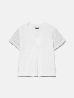Women Sisley Tops & T-Shirts<T-Shirt With Mesh Sleeves