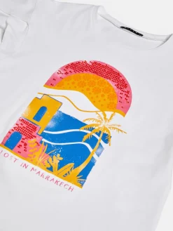 Girls Sisley Tops & T-Shirts<T-Shirt With Print And Beads
