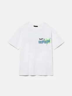Boys Sisley Shirts & T-Shirts<T-Shirt With Print And Neon Detail