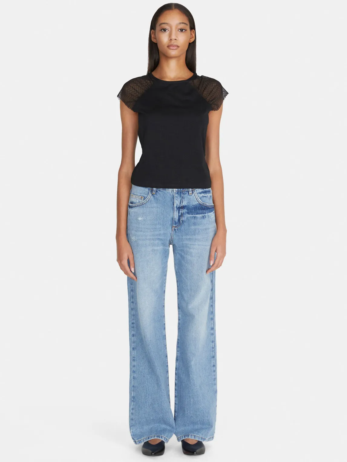 Women Sisley Tops & T-Shirts<T-Shirt With Tulle