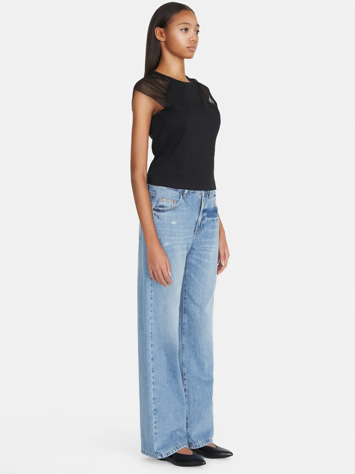 Women Sisley Tops & T-Shirts<T-Shirt With Tulle