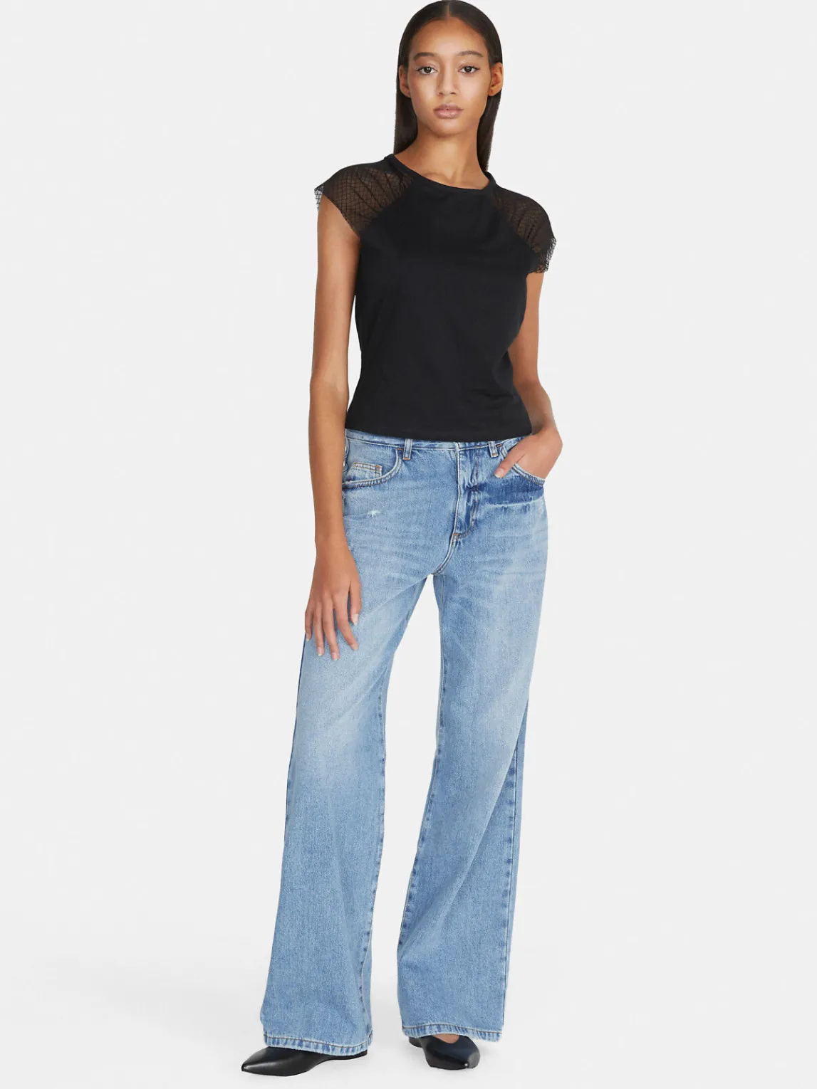 Women Sisley Tops & T-Shirts<T-Shirt With Tulle