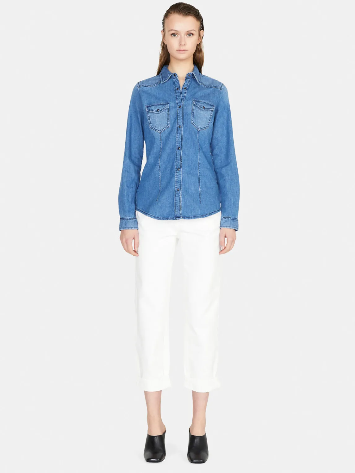 Women Sisley Shirts & Blouses<Vintage Look Denim Shirt