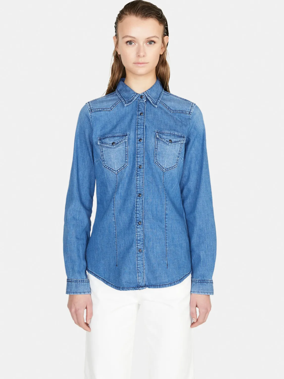 Women Sisley Shirts & Blouses<Vintage Look Denim Shirt