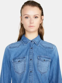 Women Sisley Shirts & Blouses<Vintage Look Denim Shirt
