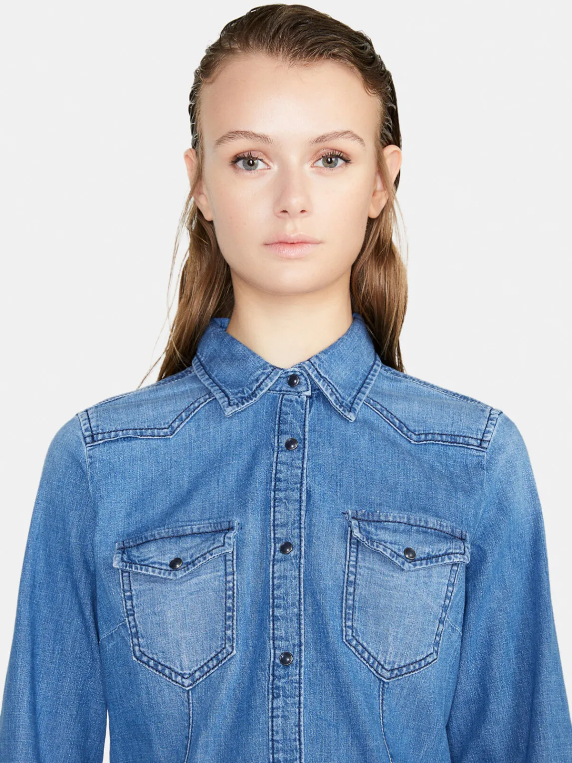Women Sisley Shirts & Blouses<Vintage Look Denim Shirt
