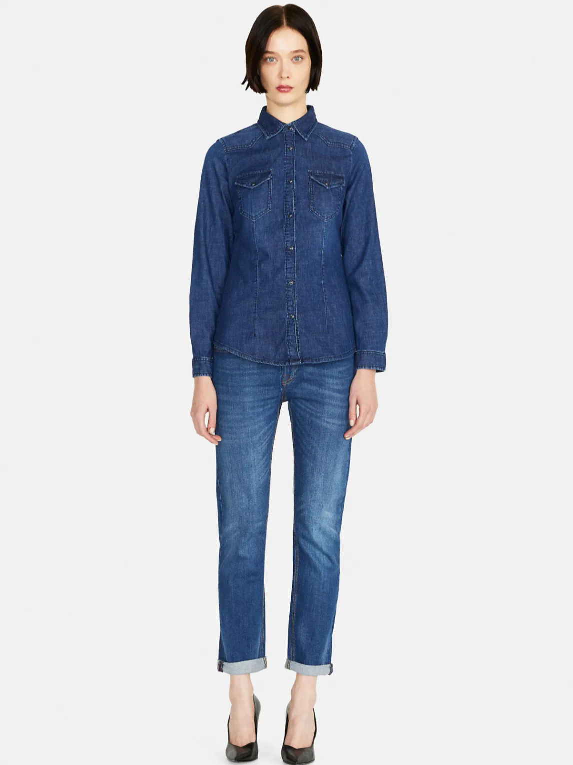 Women Sisley Shirts & Blouses<Vintage Look Denim Shirt