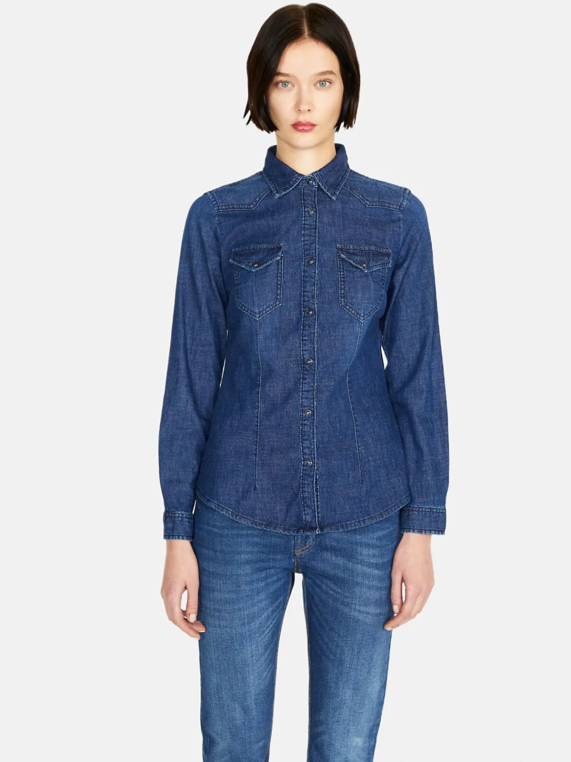 Women Sisley Shirts & Blouses<Vintage Look Denim Shirt