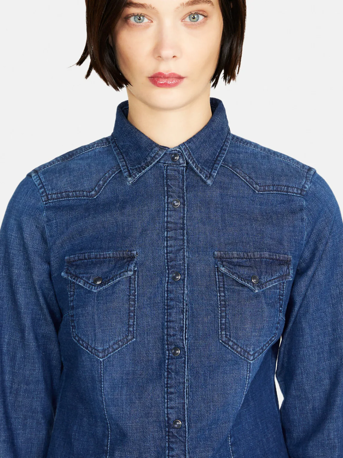 Women Sisley Shirts & Blouses<Vintage Look Denim Shirt
