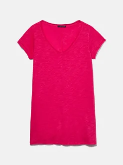Women Sisley Tops & T-Shirts<V-Neck T-Shirt With Raw Cut