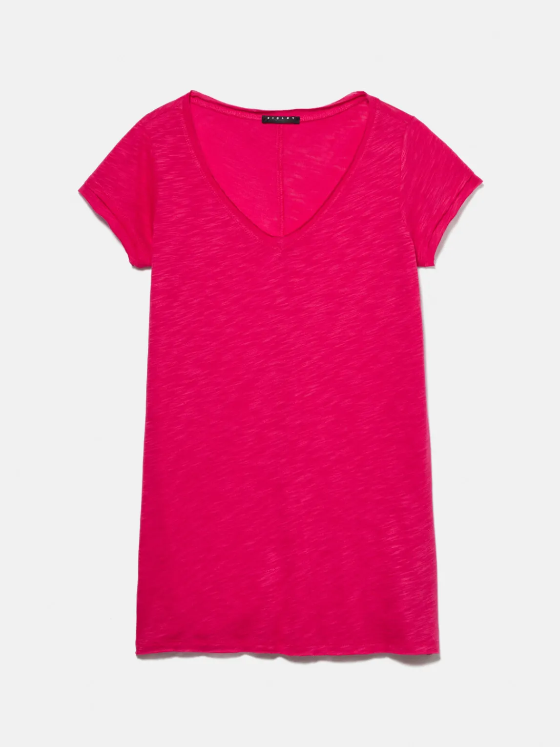 Women Sisley Tops & T-Shirts<V-Neck T-Shirt With Raw Cut