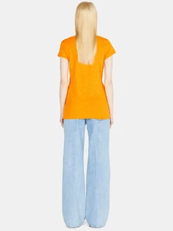 Women Sisley Tops & T-Shirts<V-Neck T-Shirt With Raw Cut