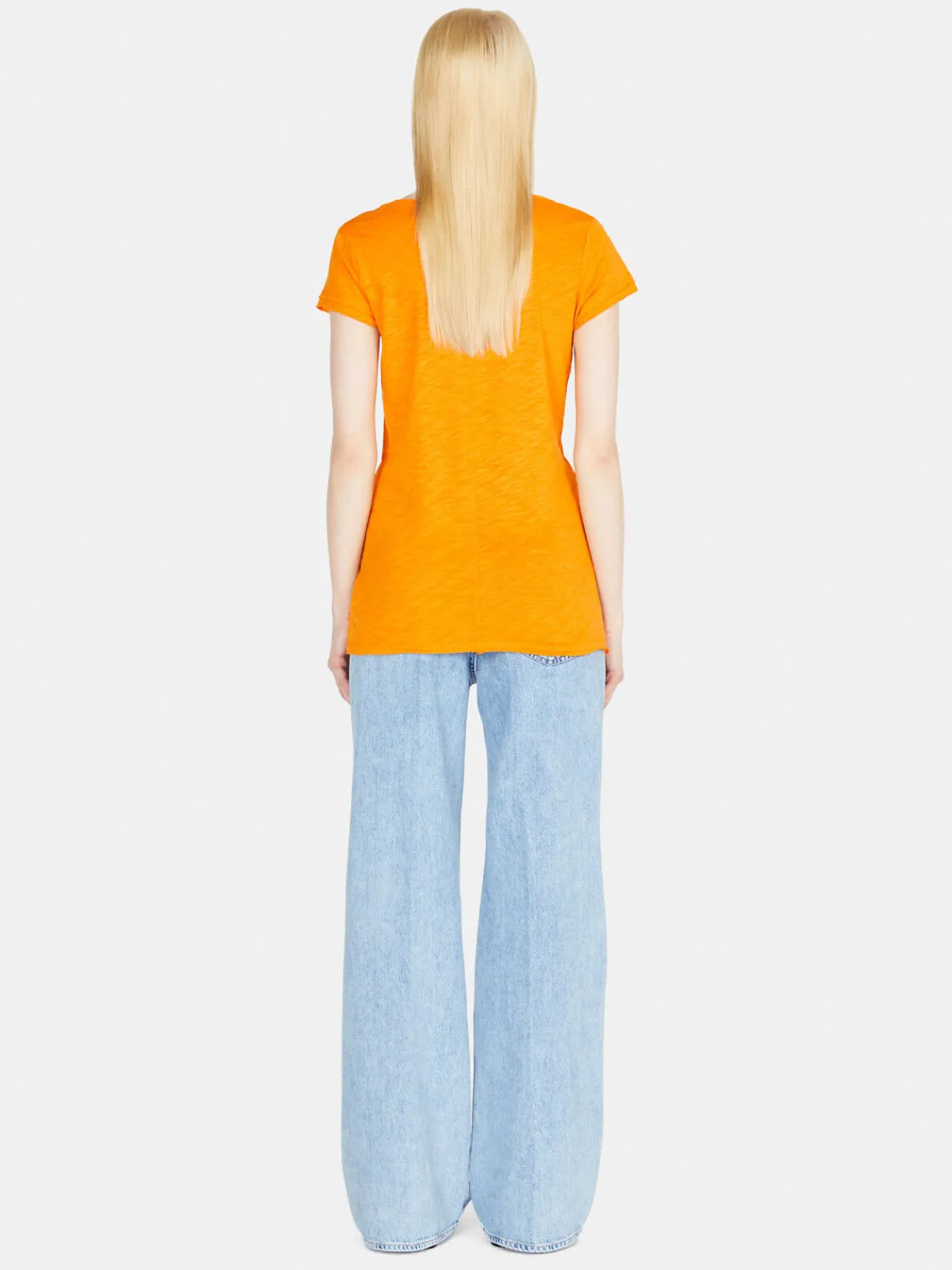 Women Sisley Tops & T-Shirts<V-Neck T-Shirt With Raw Cut