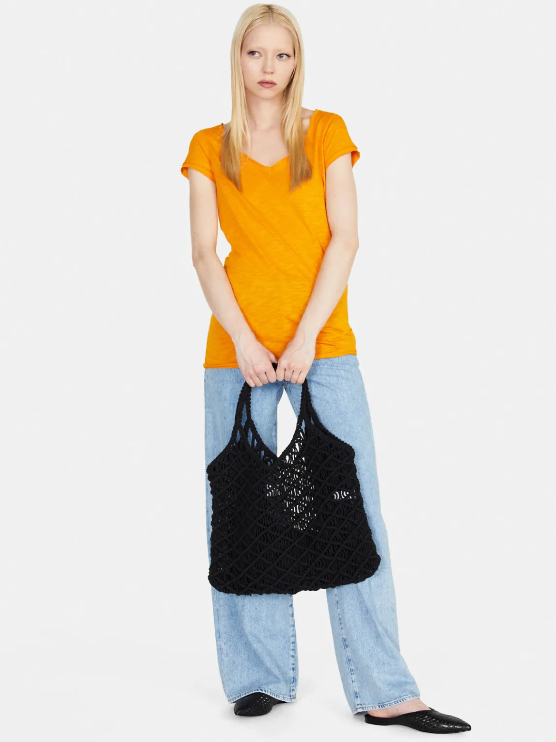 Women Sisley Tops & T-Shirts<V-Neck T-Shirt With Raw Cut