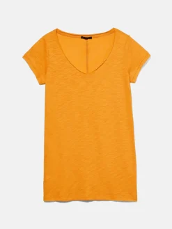 Women Sisley Tops & T-Shirts<V-Neck T-Shirt With Raw Cut