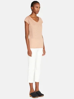 Women Sisley Tops & T-Shirts<V-Neck T-Shirt With Raw Cut