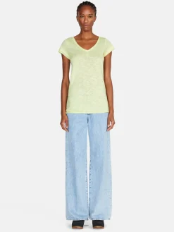 Women Sisley Tops & T-Shirts<V-Neck T-Shirt With Raw Cut
