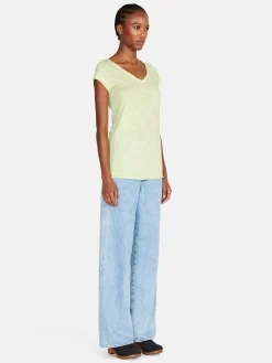 Women Sisley Tops & T-Shirts<V-Neck T-Shirt With Raw Cut